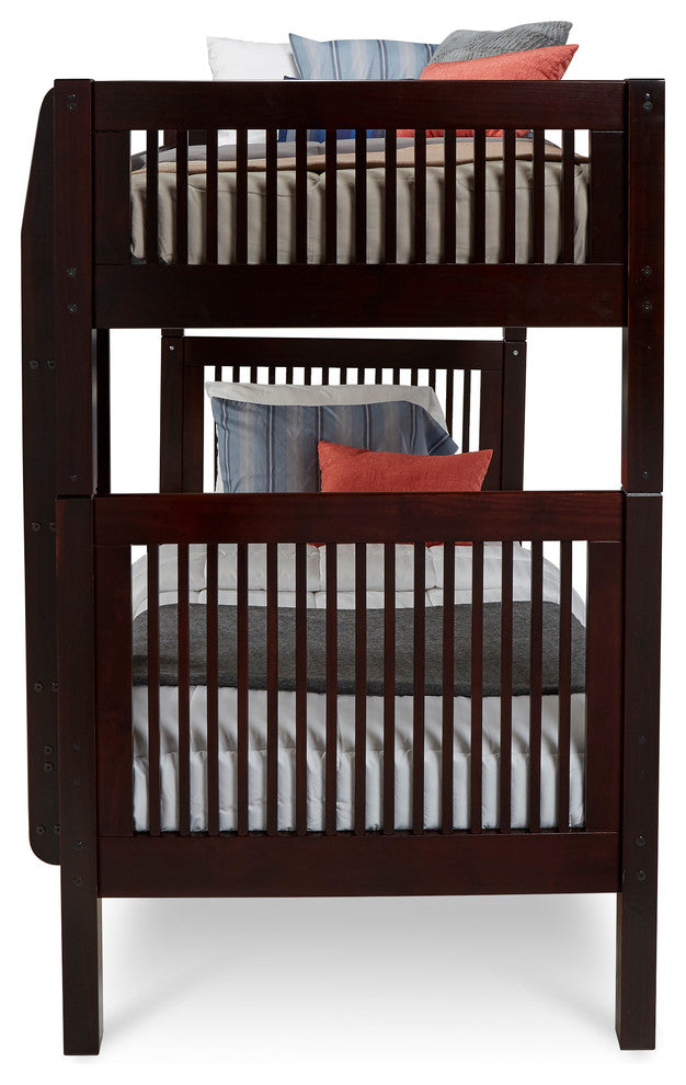 Camaflexi Twin Bunk Bed, Panel Headboard, Cappuccino