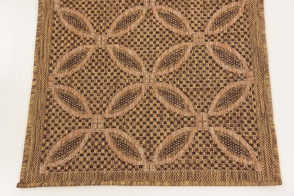 Unique Loom Light Brown Spiral Outdoor 2' 2 x 6' 0 Runner Rug