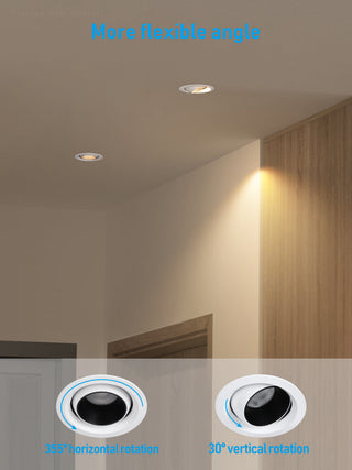 4 Pack LED 5CCT 3" Gimbal Recessed Light, Anti-Glare, Dimmable, ETL