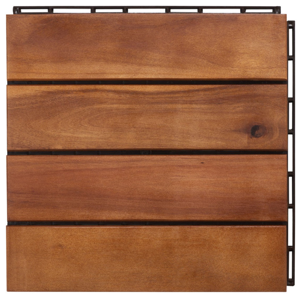 Safavieh Outdoor Phuket Wooden Floor Tile- 4 Slats-Acacia Natural