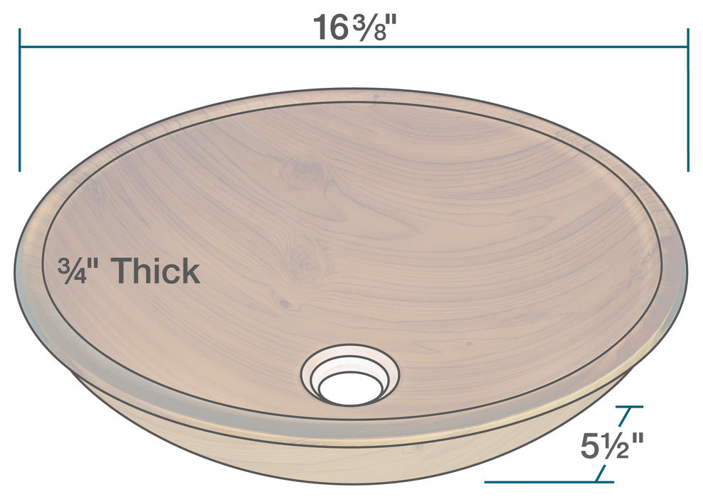 P826 Wood Grain Glass Vessel Bathroom Sink