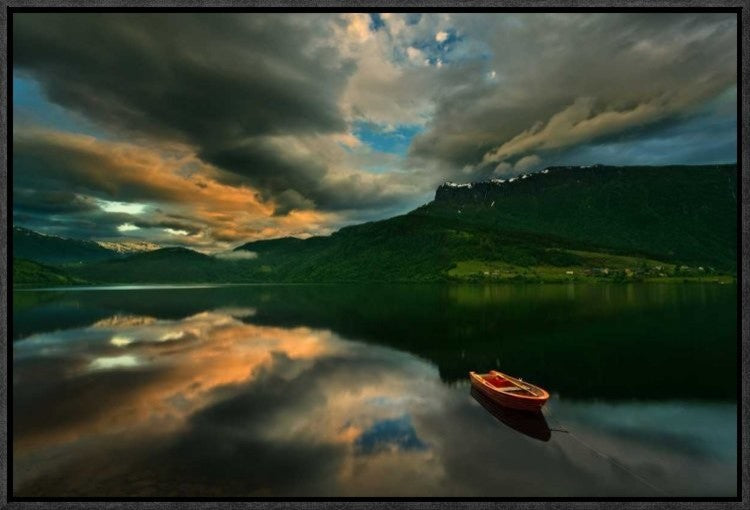 "Boat" Framed Canvas Giclee by Krzysztof Browko, 23x16"