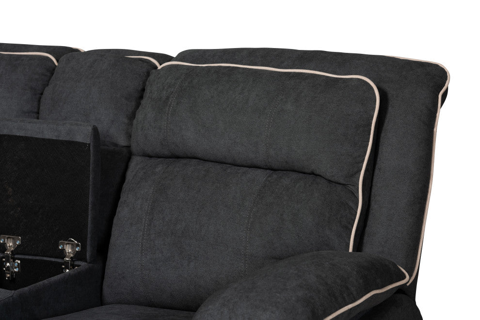 Sabella Dark Gray and Light Gray Two-Tone Fabric 7-Piece Reclining Sectional