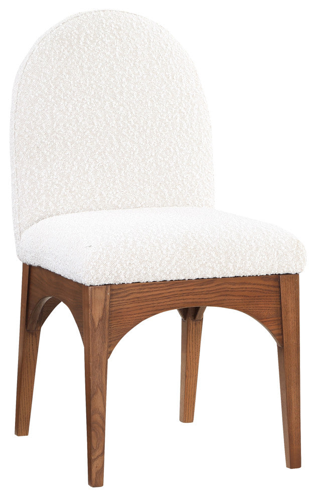 Waldorf Chenille Upholstered Dining Chair, Black, Chenille, Natural Finish, Cream, Side Chair, Boucle Fabric, Walnut Finish