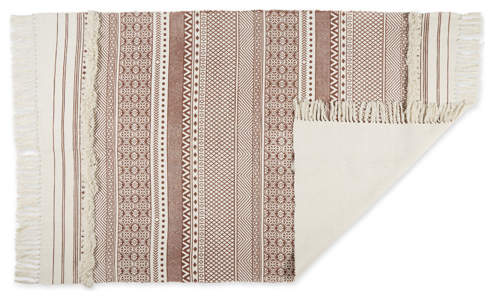 Cinnamon Printed Off-White Hand-Loomed Shag Rug 4x6 ft.