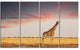 Single Giraffe in Savannah, African Canvas Art Print, 48"x28", 4 Panels