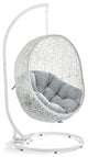 White Gray Hide Outdoor Patio Swing Chair With Stand