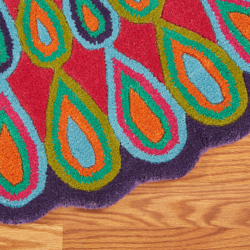 Pink Peacock Indoor Area Rug, 3' Round