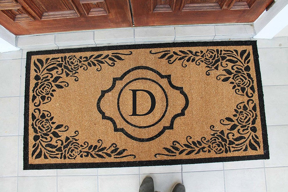 A1HC First Impression Hand Crafted Ella Entry Coir Monogrammed Double Doormat, D