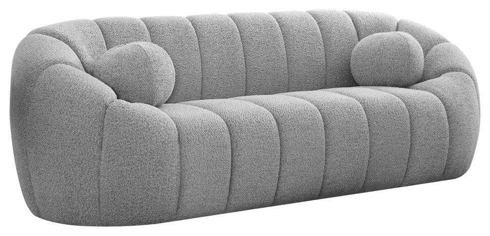 Elijah Boucle Fabric Upholstered Sofa, Grey