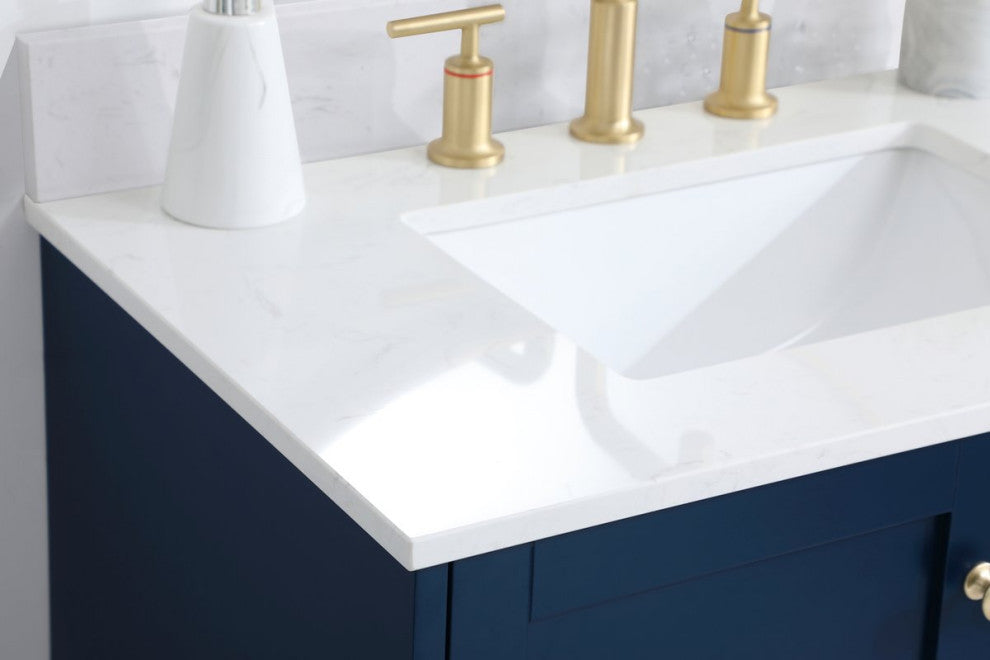 Sadie 30" Single Bathroom Vanity, Blue With Backsplash