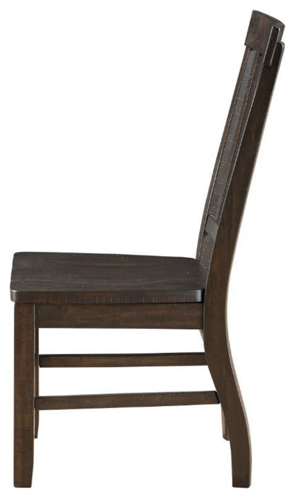 Set of 2 Wood Side Chair, Rustic Walnut Finish