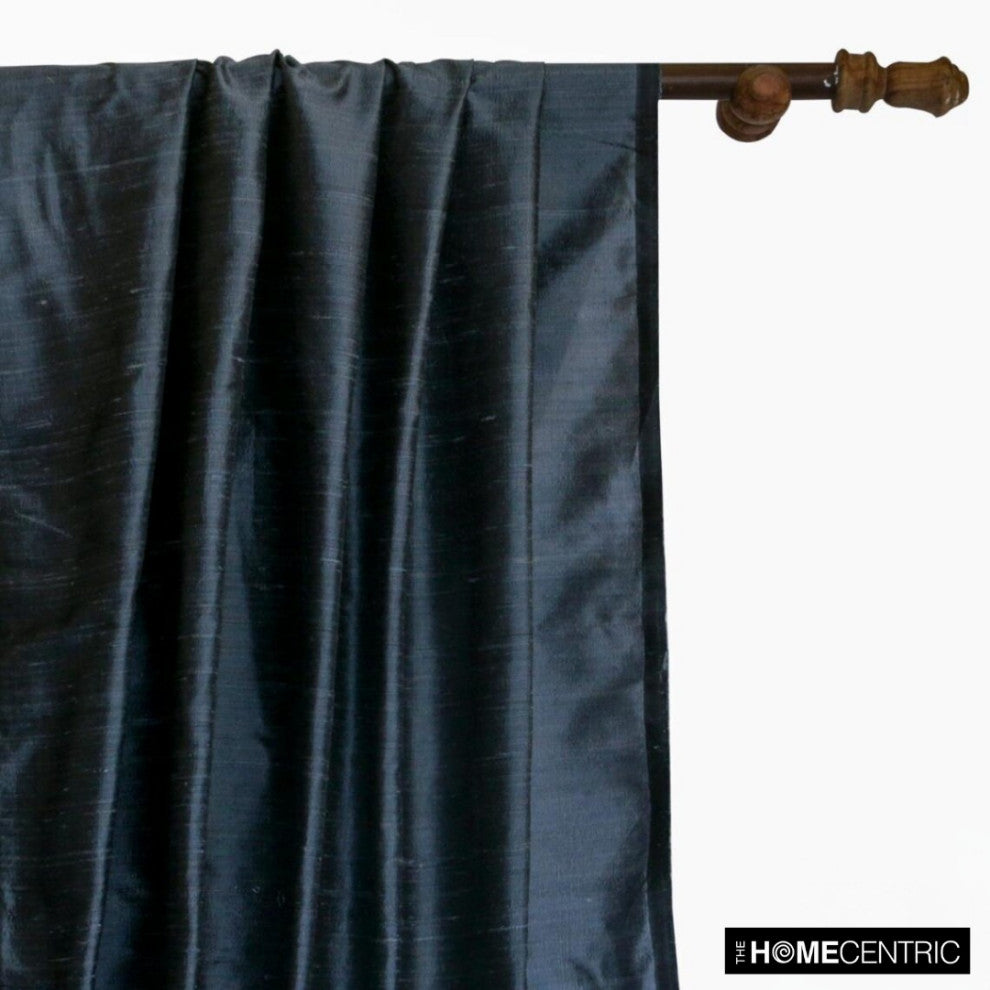 Midnight Blue Silk Dupioni Fabric By The Yard, 4 Yards For Curtain, Dress