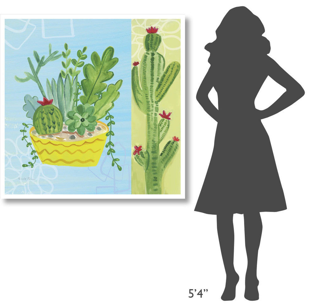 "Cacti Garden IV no Birds and Butterflies" Paper Print by Farida Zaman, 42"x42"