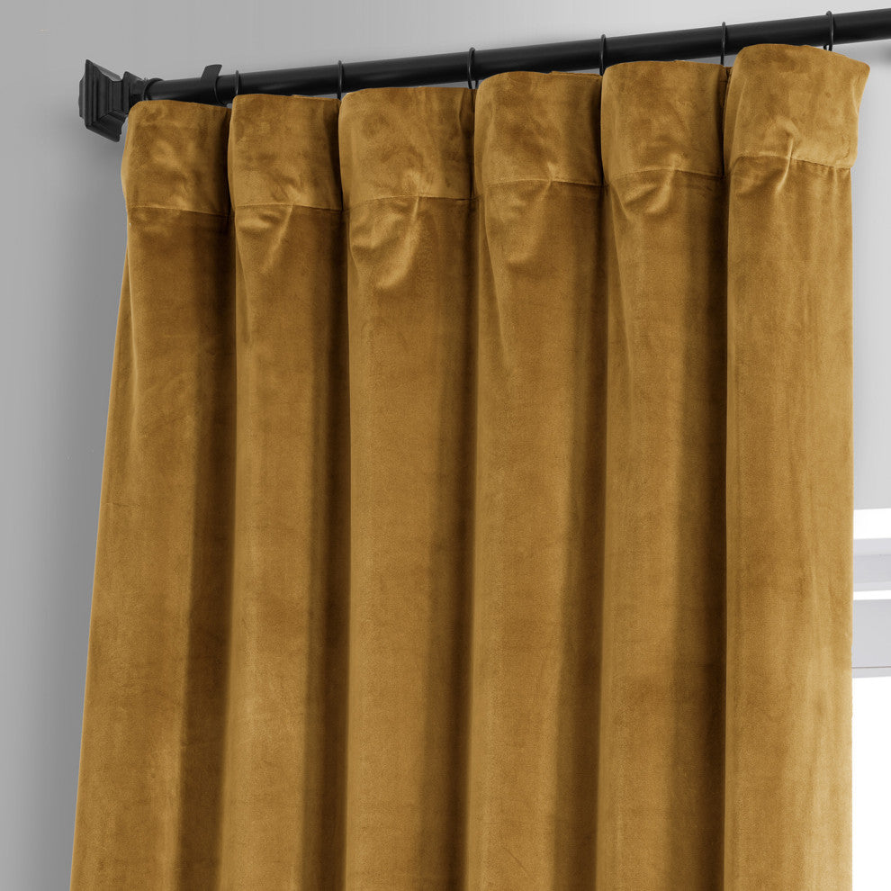 Signature Plush Velvet Blackout Curtain Single Panel, Apple Cider Gold, 50wx84l