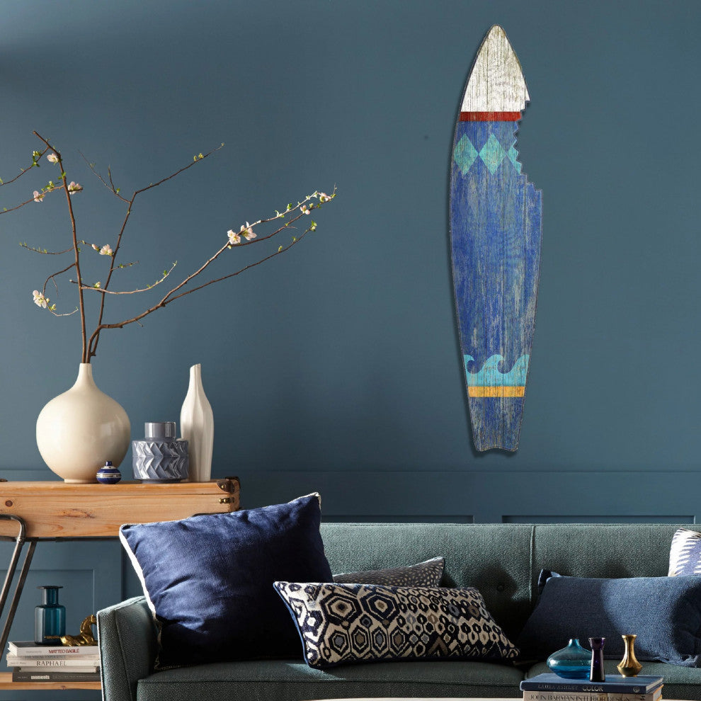 Vintage Sharkbite Blue Surfboard Wall Decor