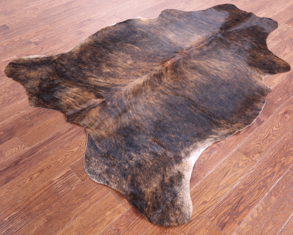 6' 9" X 5' 7" Brindle Natural Cowhide Rug C1989