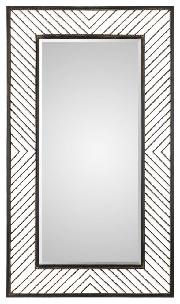 Uttermost Karel MDF Metal Glass Decorative Mirror in Rustic Bronze/Gold