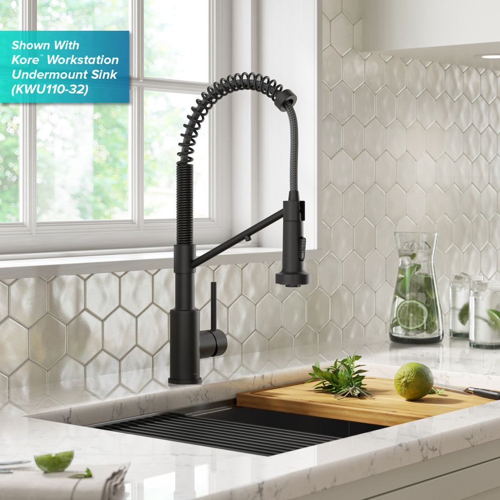 Bolden Commercial Style 2-Function Pull-Down 1-Handle 1-Hole Kitchen Faucet, Matte Black (Filter Kitchen Faucet)