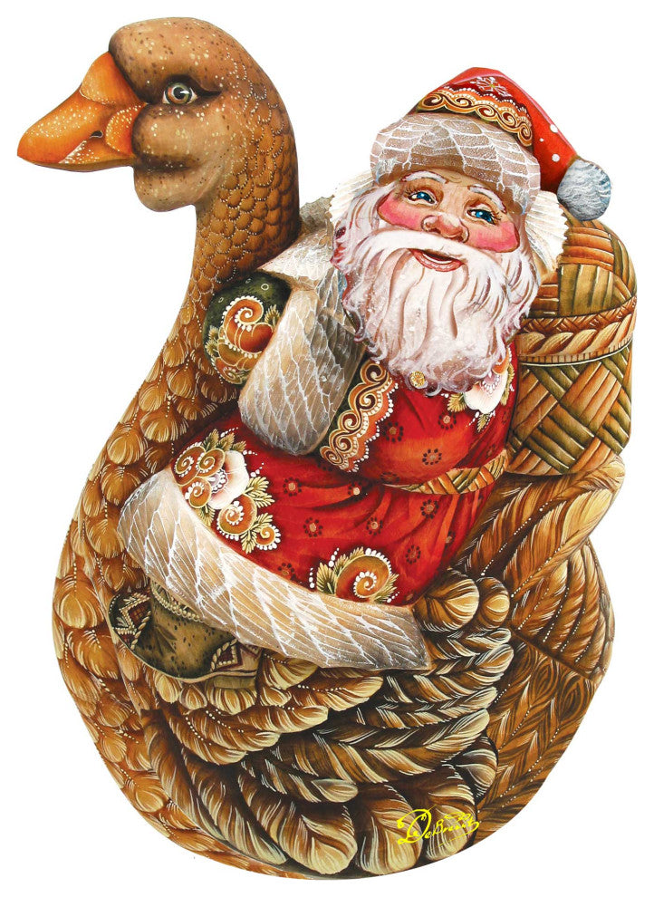 Christmas Goose Santa Wooden Door Hanger