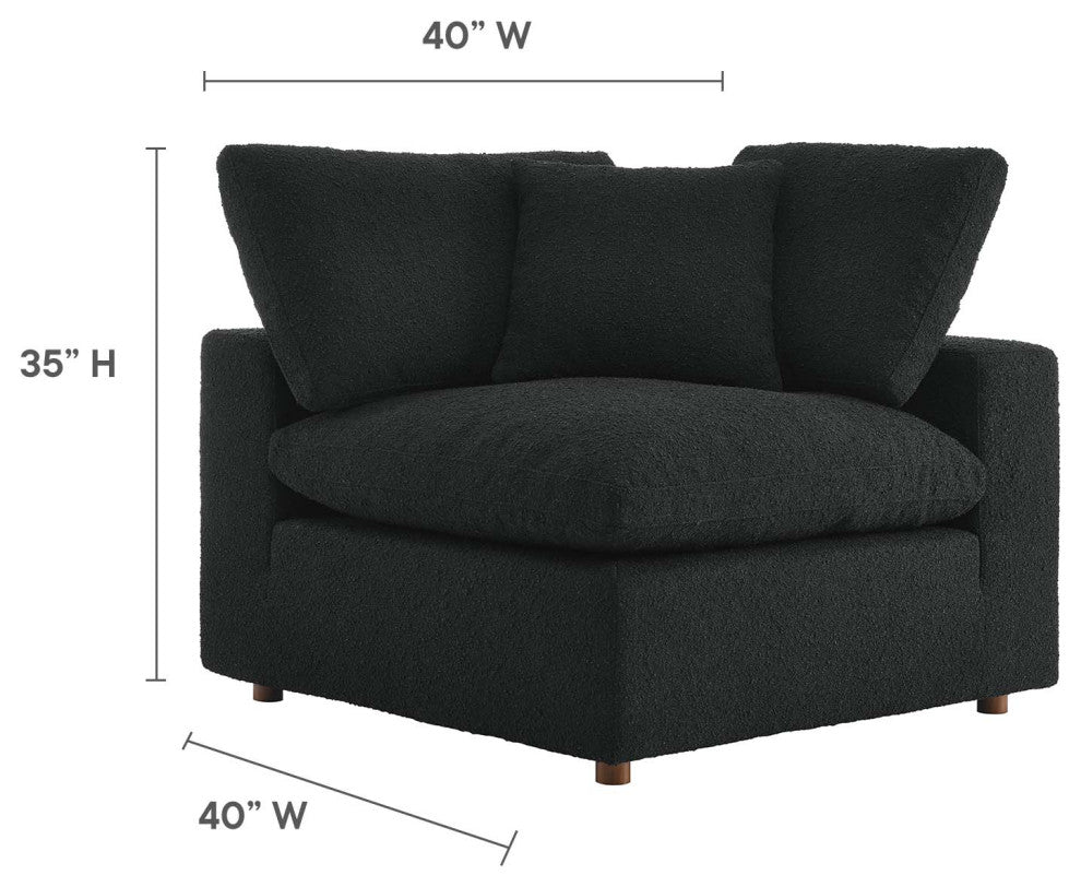 Commix Down Filled Overstuffed Boucle Fabric Corner Chair, Black