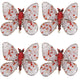 Hand Beaded Butterfly Napkin Rings, Silver and Red, Set of 4