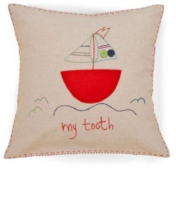 Living Life Tooth Fairy Pillow, Sailboat, Natural Linen