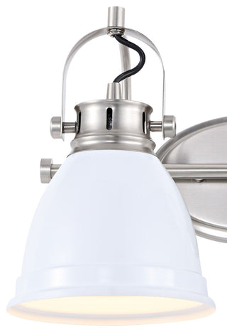 Phineas Light Farmhouse Bohemian Iron LED Vanity, White, 2-Light
