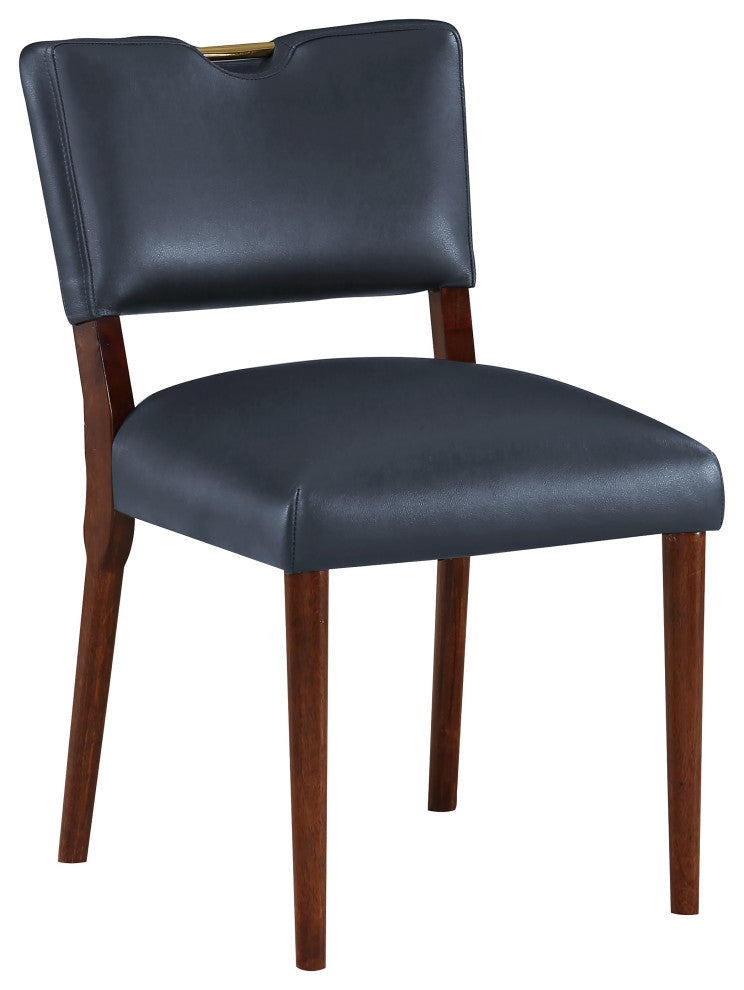 Bonito Faux Leather Dining Set, Walnut Finish, Midnight Blue, 7-Piece Set
