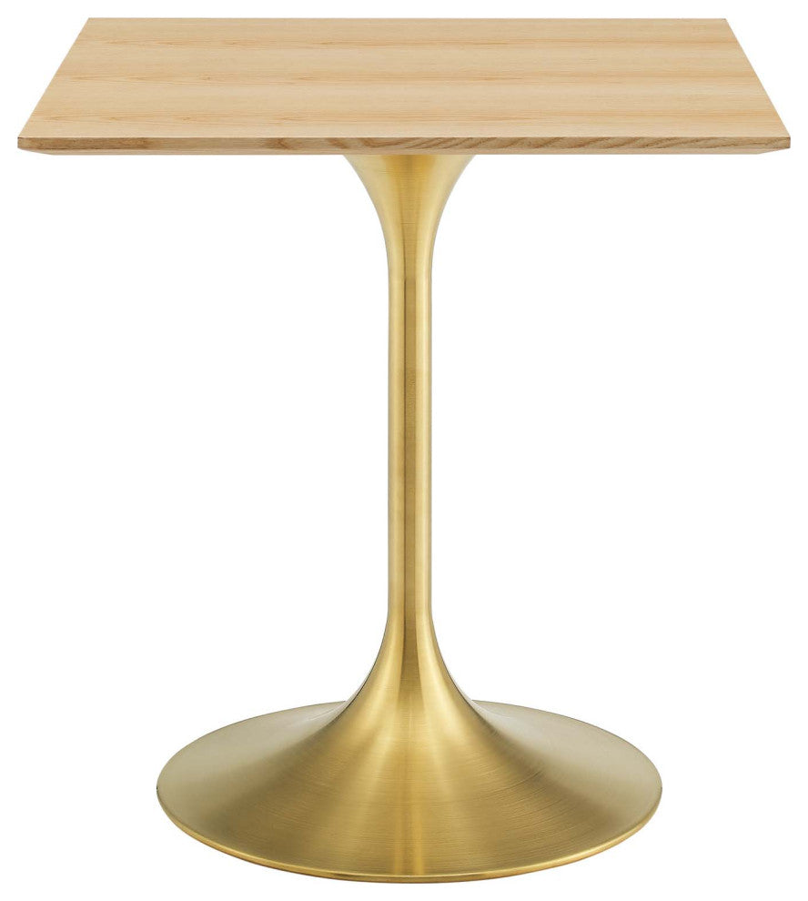 Dining Table, Square, Wood, Gold Brown Natural, Modern, Cafe Bistro Restaurant