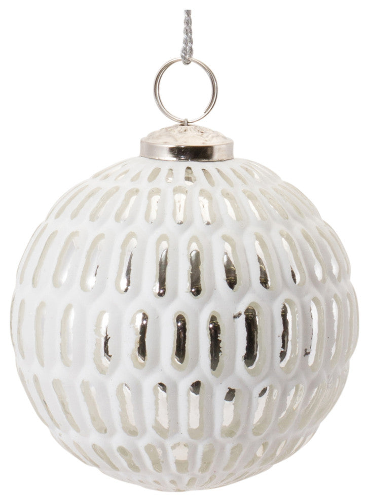 Frosted Glass Ball Ornament, 6-Piece Set