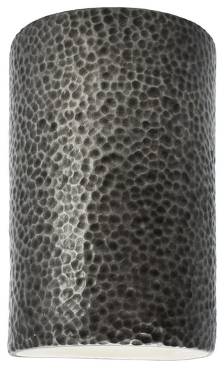 Ambiance, Small ADA Cylinder, Closed Top Wall Sconce, Hammered Pewter