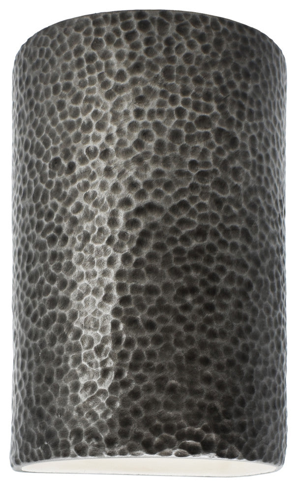 Ambiance, Small ADA Cylinder, Closed Top Wall Sconce, Hammered Pewter