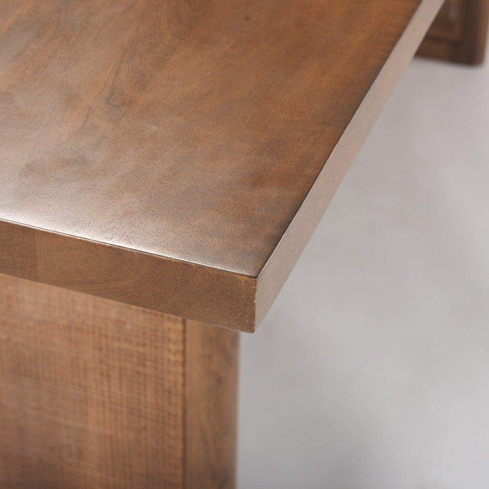 Grier 84L Medium Brown Wood With Cane Dining Table