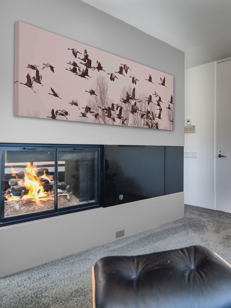 "Cranes Across the Sky" Painting Print on Canvas