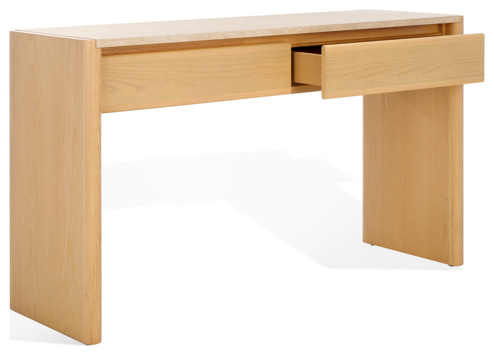 Safavieh Couture Bellarose Traver Console Table, Natural/Travertine