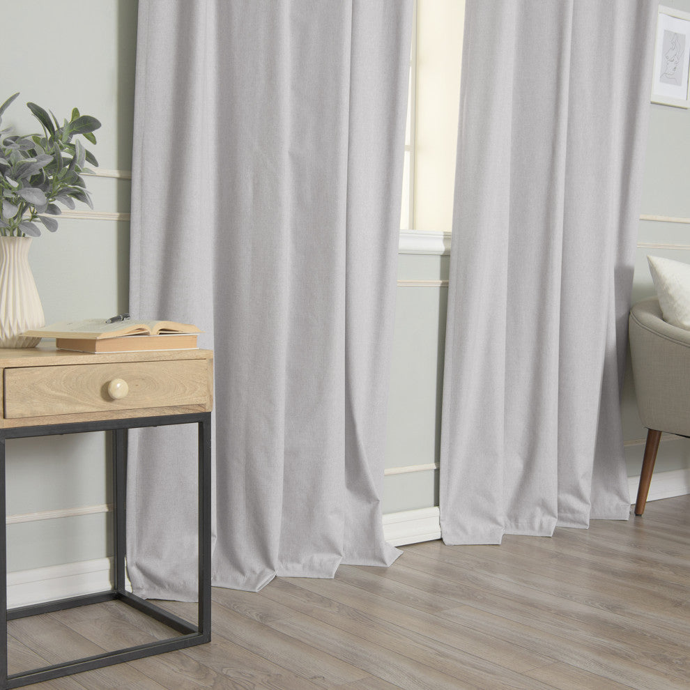 Linen Textured Grommet Thermal Total Blackout Curtains, Light Gray, 52"x96"