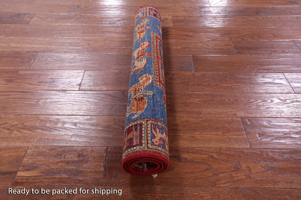 Hand-Knotted Antiqued Pazyryk Historical Design Rug 2' 10" X 3' 11" Q10879