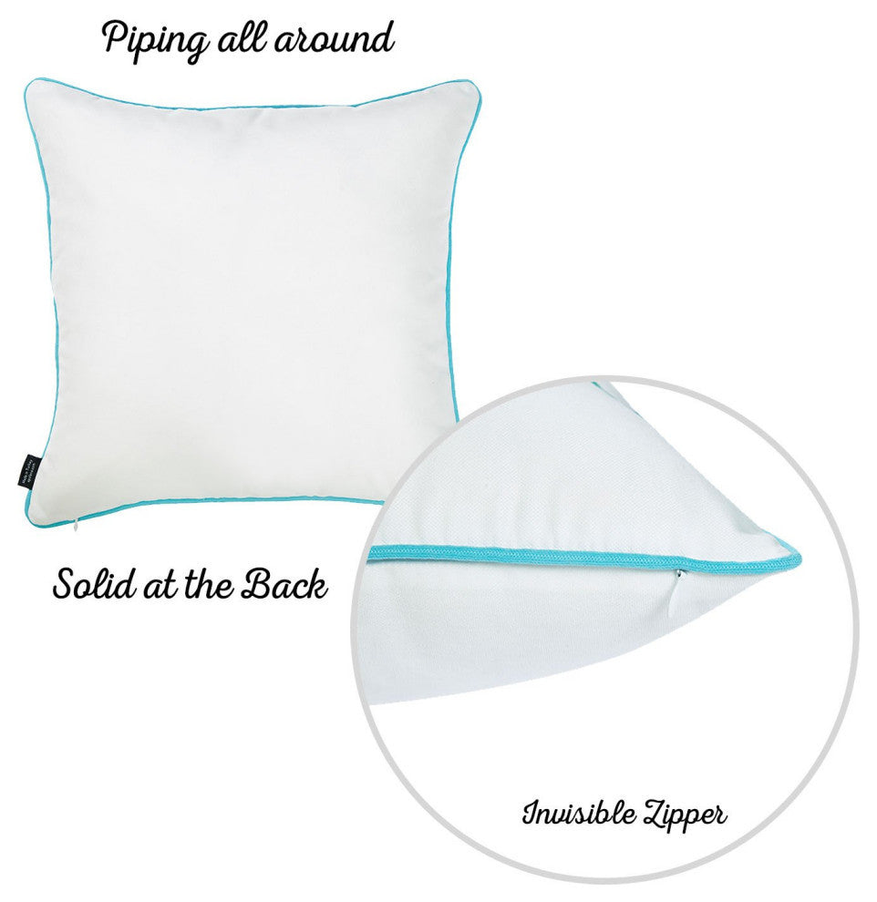 Set Of 4 18" Pumpkin Truck Throw Pillow Cover In Multicolor, Sea Blue