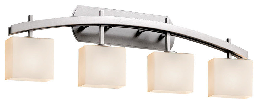 Fusion Archway 4-Light Bath Bar, Rectangle, Brushed Nickel, Opal Shade