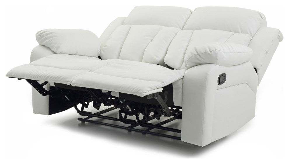 Springfield Reclining Love Seat, White Faux Leather
