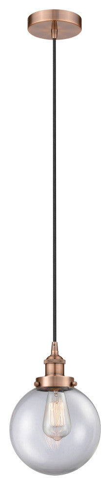 Innovations 616-1PH-AC-G202-8-LED 1-Light Mini Pendant, Antique Copper