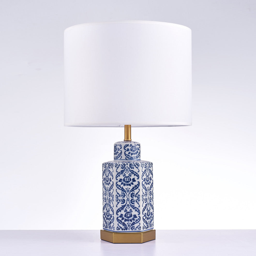 Pasargad Home Destro Collection Metal and Ceramic Table Lamp Lights