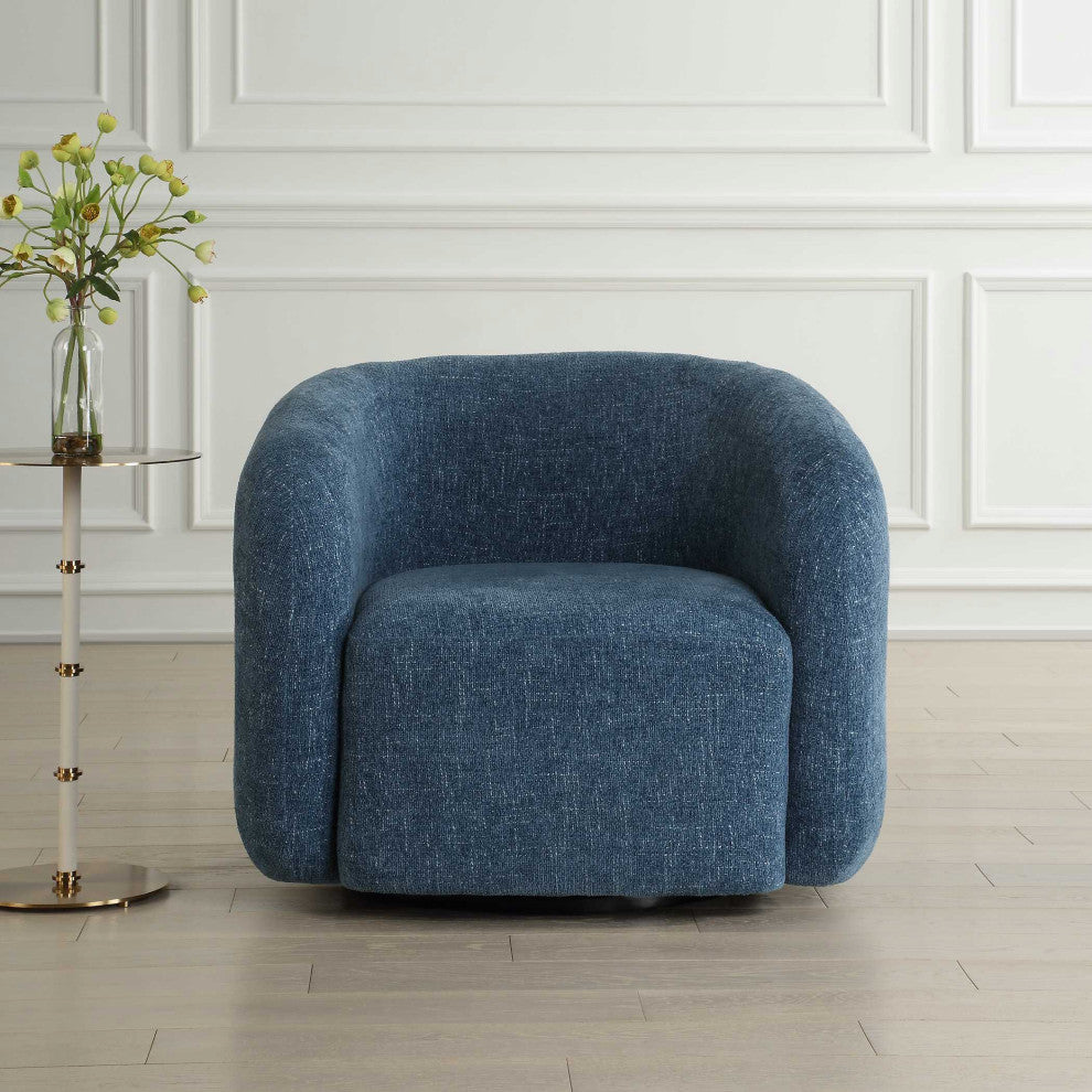 Uttermost Junie Blue Swivel Barrel Chair