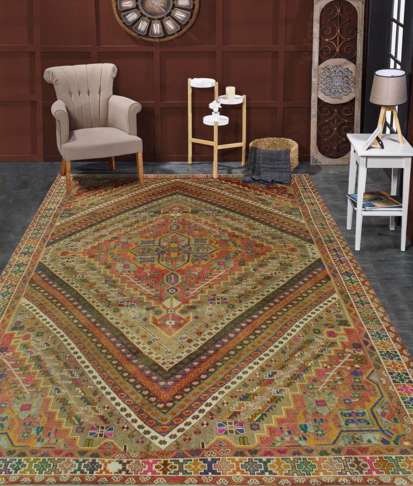 Fine Vintage Distressed Natalia Rust Rug