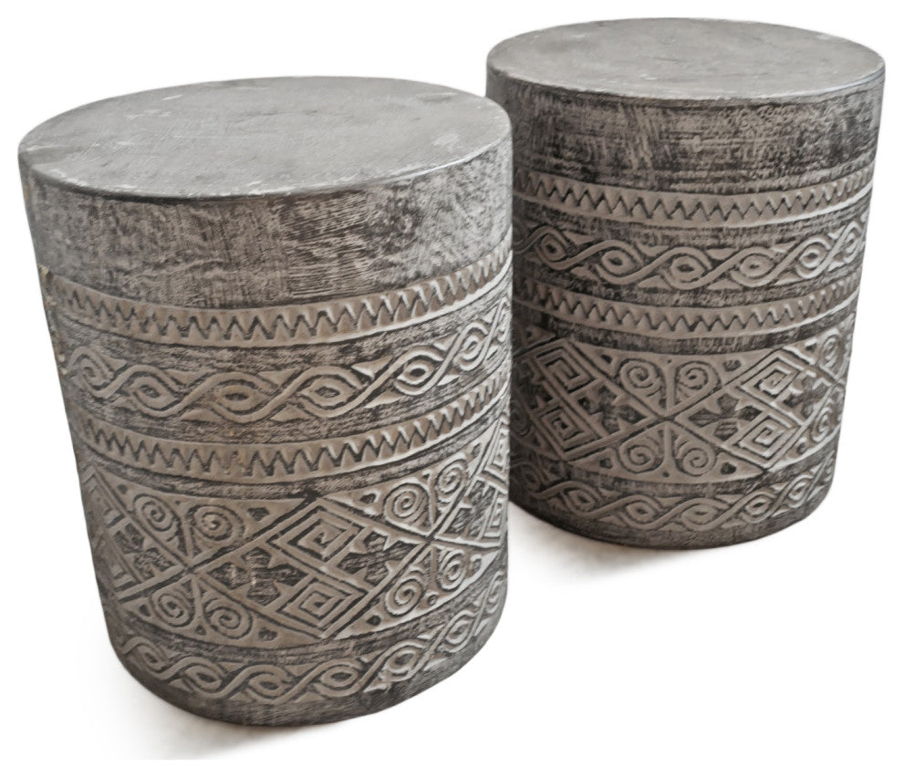 Java Grey Wash Side Table Stand