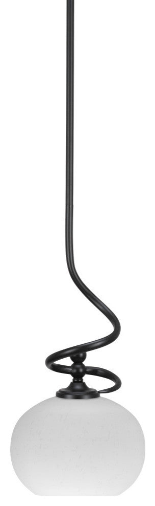 Capri 1-Light Mini Pendant with Hang Straight Swivel, Matte Black/White Muslin