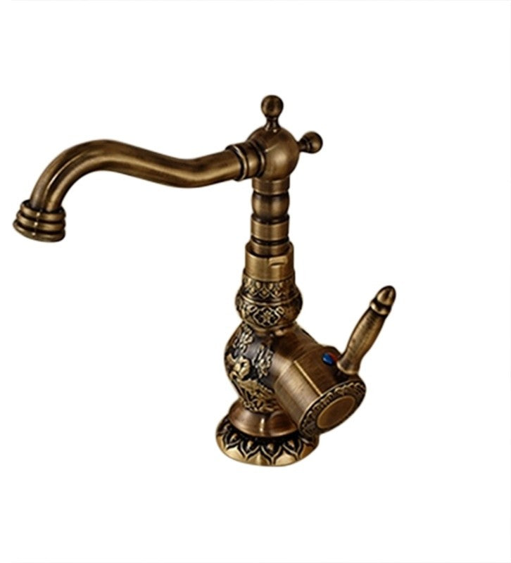 Deck Mounted Antique Brass Bathroom Faucet Ceramic Handle