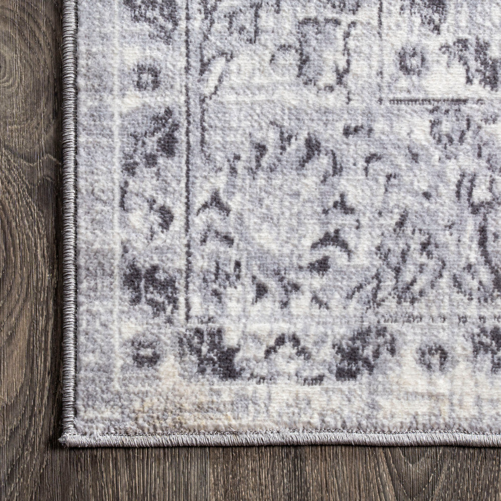 Lotus Modern Persian Floral Area Rug, Gray, 8 X 10