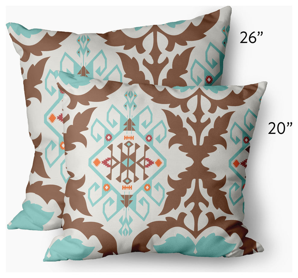Bombay Medallion Decorative Throw Pillow, Light Blue, 26"x26"